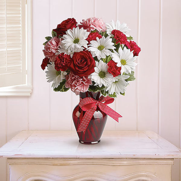 Hugs and Kisses Bouquet with Red Roses