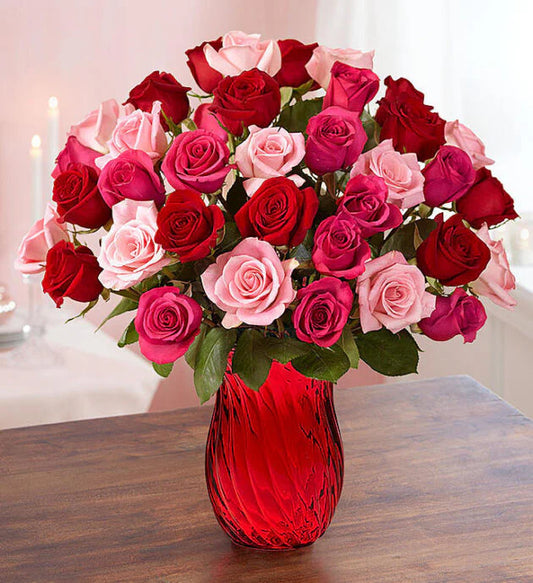 Truly Madly Deeply With 3 Dozen Roses in Vase